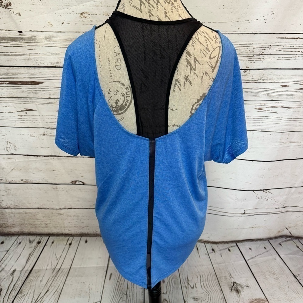 Lucy Workout Top Racerback Style Blue Black Medium